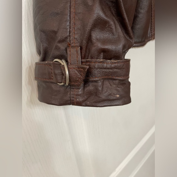 Men's Vintage Leather Bomber Jacket with Wool Lining Size M - Picture 7 of 11